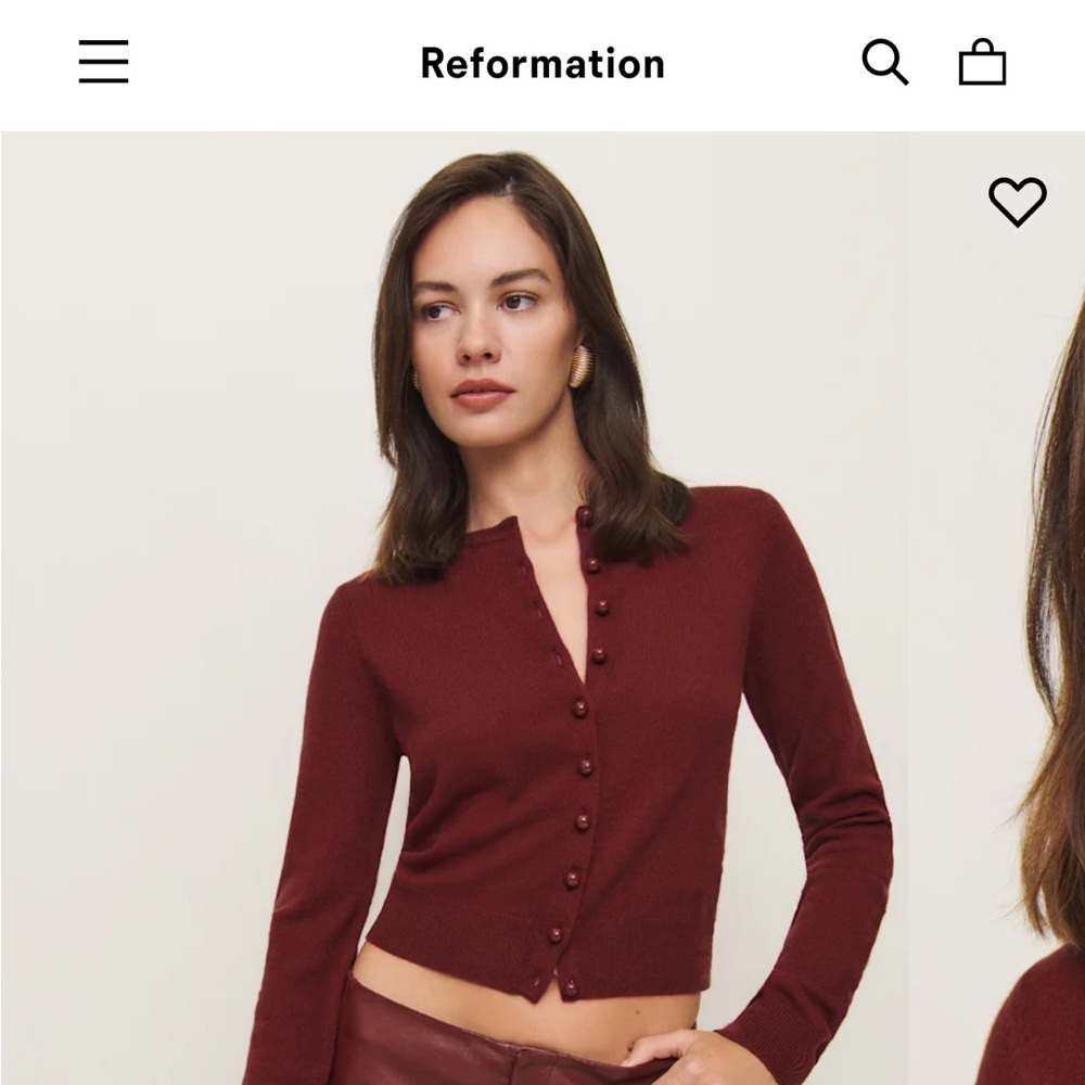 Reformation Caspia Cashmere Cropped Cardigan in Chianti